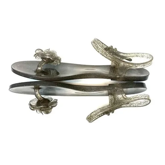 Chanel Camellia Flower Gold Jelly Interlocking CC Sandal EU 41 US 10-10.5 Flats - Picture 6 of 10